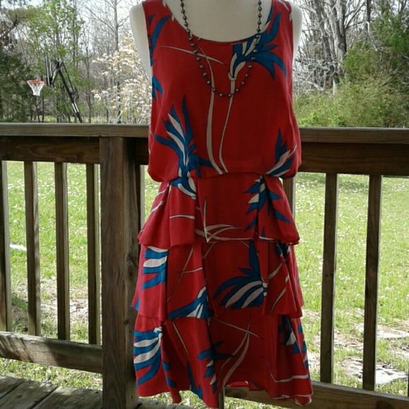 Anthropologie Dresses & Skirts - Anthropologie Sharia Silk Red Blue White Dress Sz6